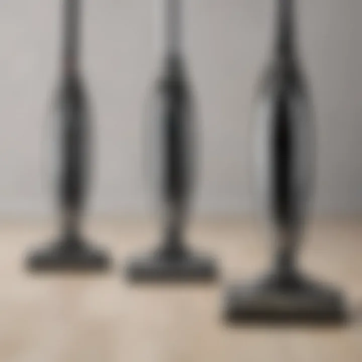 A side-by-side comparison of various stick vacuum models with highlighted features.