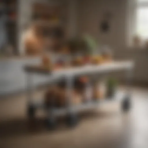Sleek modern island cart enhancing kitchen aesthetics