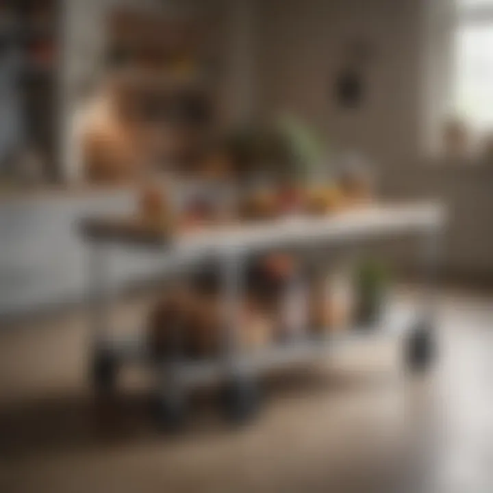 Sleek modern island cart enhancing kitchen aesthetics