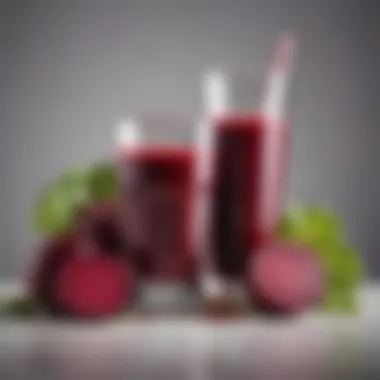 A close-up of beet juice with a measuring tape symbolizing weight management