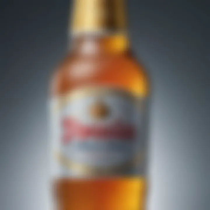 A close-up of a frosty lager bottle with condensation, highlighting its robust label.