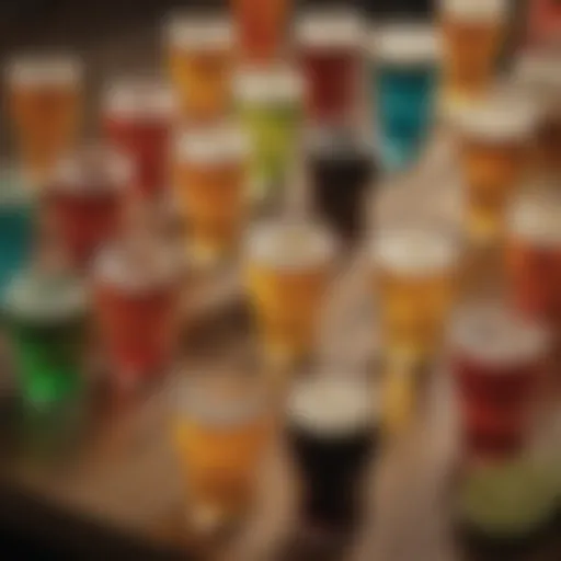 A selection of strong lagers in unique glasses, showcasing their vibrant colors.