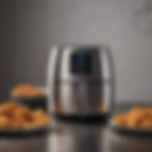 A sleek and modern air fryer showcasing its digital control panel and design