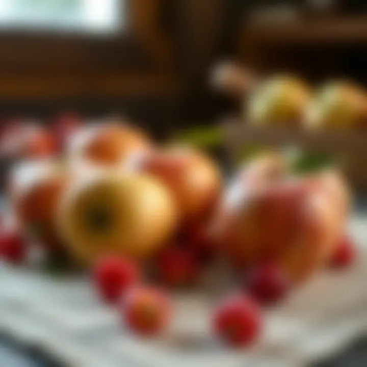 An artistic arrangement of Washington apples in a culinary setting