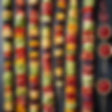 Colorful Veggie Wraps and Fruit Skewers Close-up of colorful veggie wraps and fresh fruit skewers arranged beautifully
