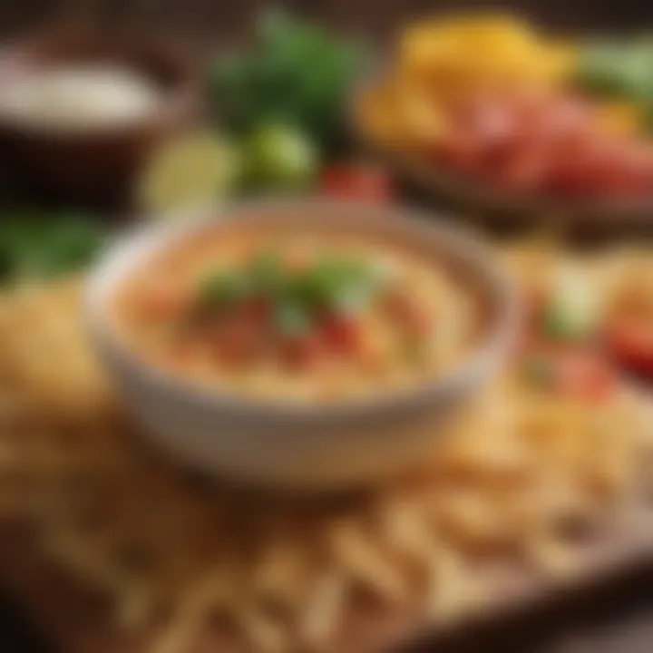 A colorful display of various tortilla strips ready to enhance the soup's texture