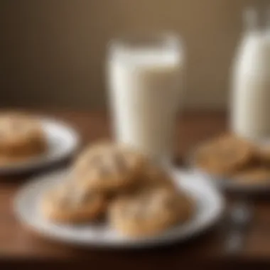 A beautifully arranged plate of Truvia chocolate chip cookies with a glass of milk