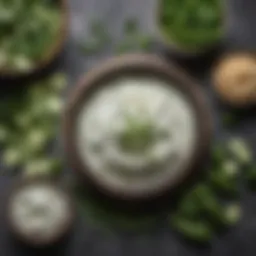 Fresh ingredients for tzatziki including cucumbers and herbs