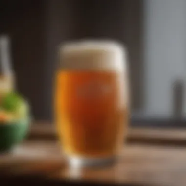 A close-up of a frothy IPA beer in a glass