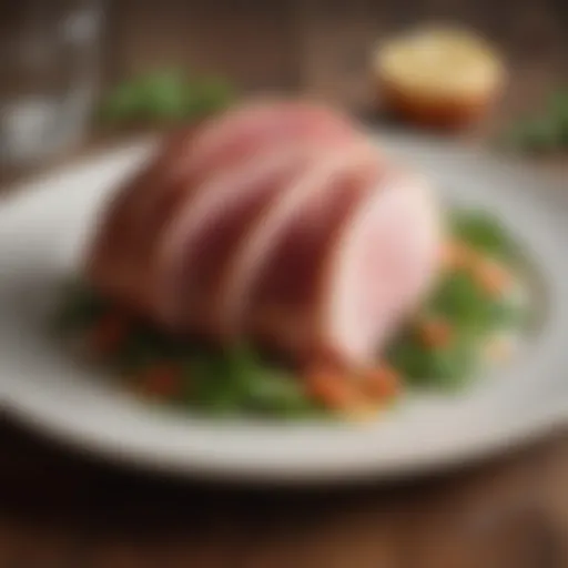 A plate of chip chop ham served with fresh herbs and spices