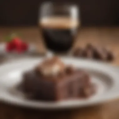 Chocolate Desserts and Stout Pairing A beautifully arranged plate of chocolate desserts paired with chocolate stout, emphasizing culinary pairing.