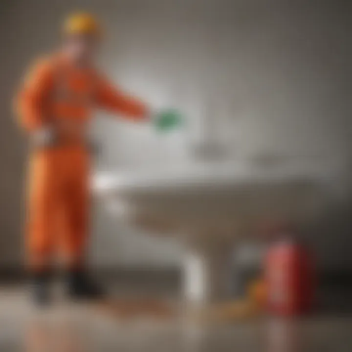 Illustration of safety precautions when using drain cleaners