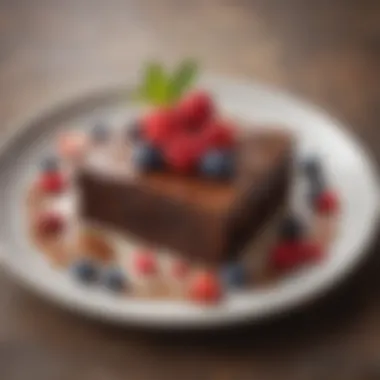 Plated Brownie Dessert A beautifully plated brownie dessert garnished with fresh berries
