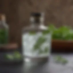 A glass of gin simple syrup with fresh herbs