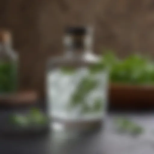 A glass of gin simple syrup with fresh herbs