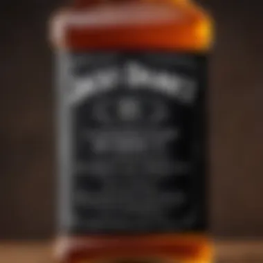A detailed shot of Jack Daniel's whiskey label showcasing alcohol content