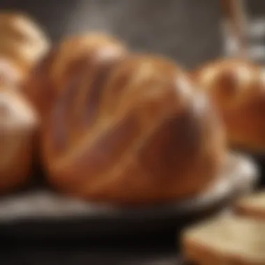 A freshly baked loaf of bread shaped by a round proofing basket, showcasing a golden crust