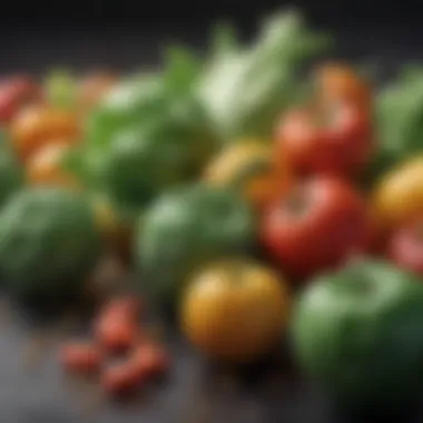 Close-up of pesticide residues on produce