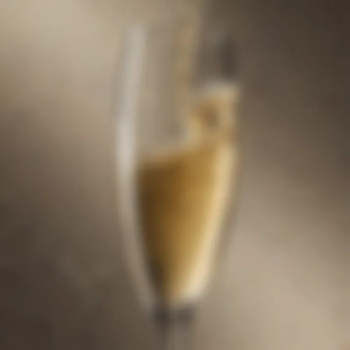 A close-up of a champagne flute filled with bubbly champagne, highlighting its effervescence