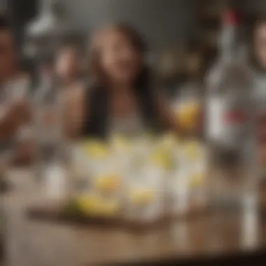 Social Gathering with Vodka Soda A vibrant social gathering featuring vodka soda as the drink of choice.