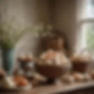Elegant Display of Antique Easter Items Antique eggs and vintage baskets arranged elegantly for Easter