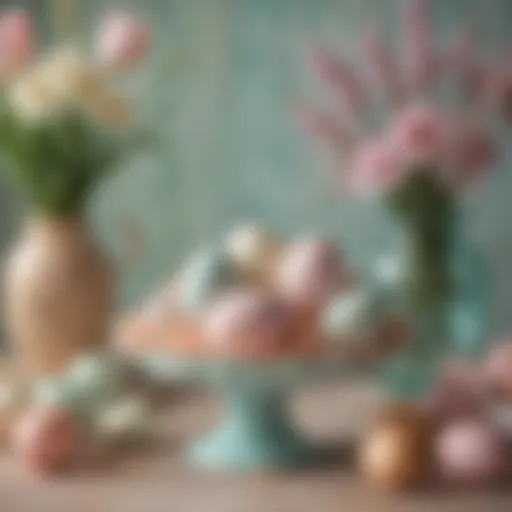 Vintage Easter decorations featuring pastel colors and floral motifs
