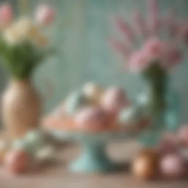 Charming Vintage Pastel Easter Decor Vintage Easter decorations featuring pastel colors and floral motifs