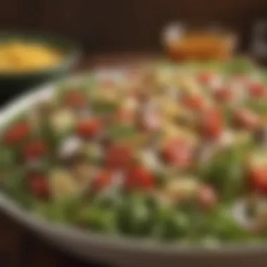 Freshness on Display: Olive Garden's Signature Salad A vibrant salad bowl filled with fresh ingredients