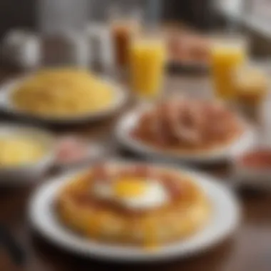 A Waffle House spread featuring hash browns, eggs, and bacon