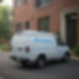 Bottled water delivery service in a residential area