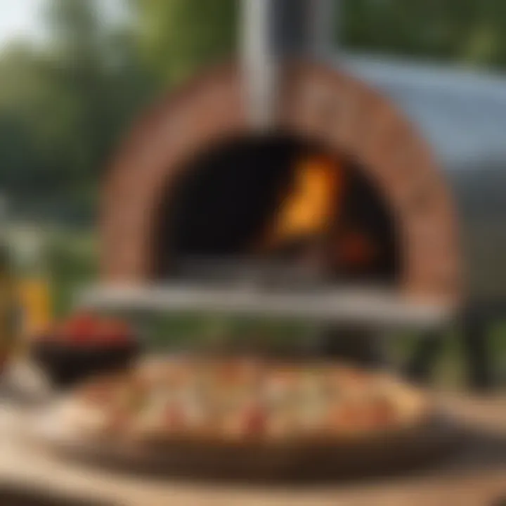 Accessories for outdoor pizza making displayed creatively