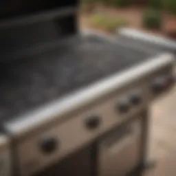 Close-up of Weber Genesis grill burner assembly