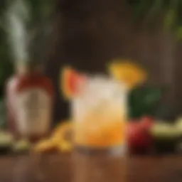 Refreshing cocktail featuring Malibu rum and tropical fruits