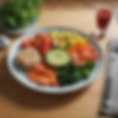 Balanced Meal for Diabetes Management A colorful plate of vegetables and lean protein showcasing a balanced meal for diabetes.
