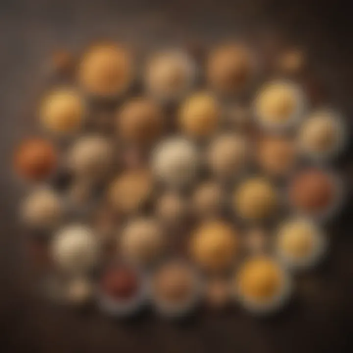 Various whole grains arranged on a table, emphasizing healthy carbohydrate options.