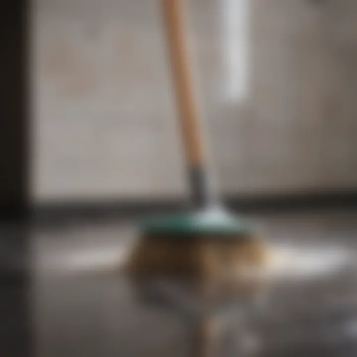 Demonstration of effective mopping technique on ceramic tile