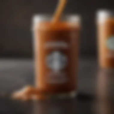 Starbucks caramel sauce in a glass jar