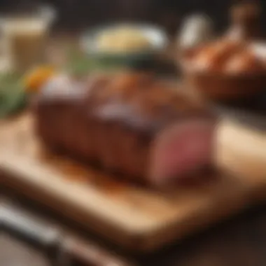 Elegant Presentation of Cedar-Wrapped Meat A beautifully plated dish showcasing cedar-wrapped meat