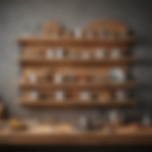 Elegant wooden shelves showcasing kitchenware