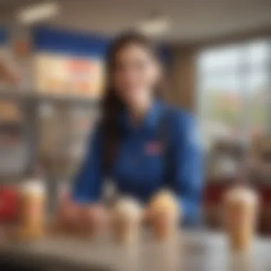 Customer Engagement at Dairy Queen A team member engaging with customers in a cheerful atmosphere