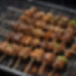 Assorted yakitori skewers arranged on a traditional grill