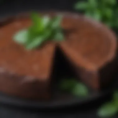 Flourless Chocolate Torte with Mint Rich flourless chocolate torte garnished with mint leaves