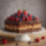 Delicious matzo chocolate cake topped with fresh berries